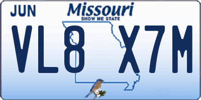 MO license plate VL8X7M