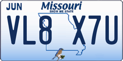 MO license plate VL8X7U