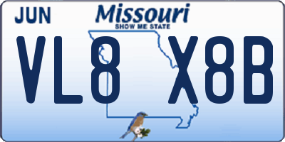 MO license plate VL8X8B
