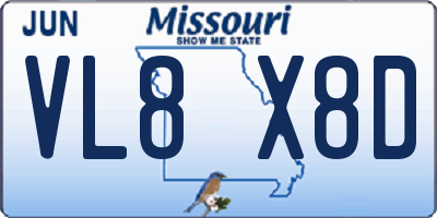 MO license plate VL8X8D