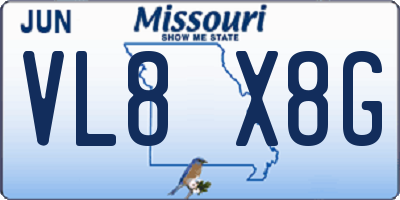MO license plate VL8X8G