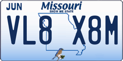 MO license plate VL8X8M