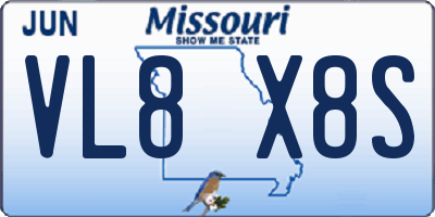 MO license plate VL8X8S