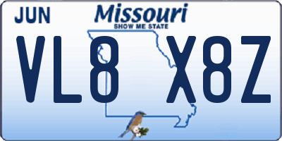 MO license plate VL8X8Z