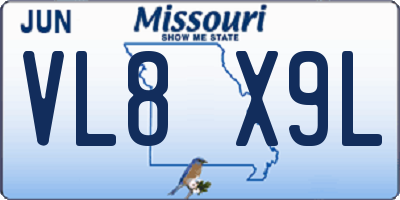 MO license plate VL8X9L
