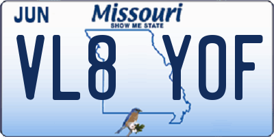 MO license plate VL8Y0F
