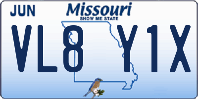 MO license plate VL8Y1X