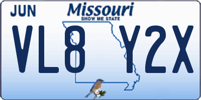 MO license plate VL8Y2X