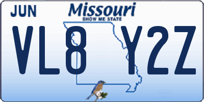 MO license plate VL8Y2Z
