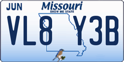 MO license plate VL8Y3B