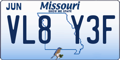 MO license plate VL8Y3F