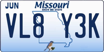 MO license plate VL8Y3K