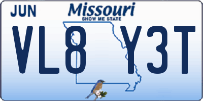 MO license plate VL8Y3T