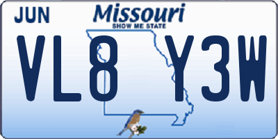 MO license plate VL8Y3W