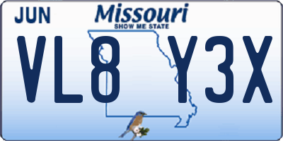 MO license plate VL8Y3X