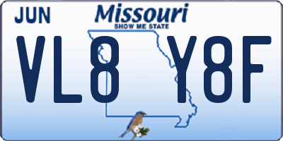 MO license plate VL8Y8F