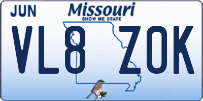 MO license plate VL8Z0K