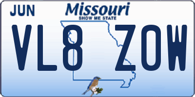 MO license plate VL8Z0W