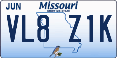 MO license plate VL8Z1K