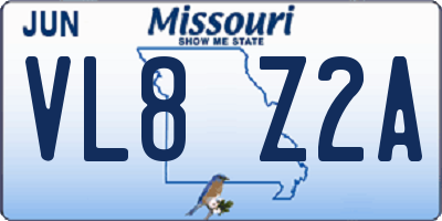 MO license plate VL8Z2A