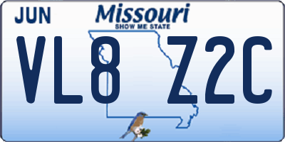 MO license plate VL8Z2C