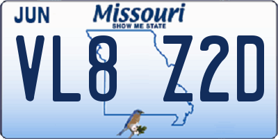MO license plate VL8Z2D