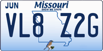 MO license plate VL8Z2G