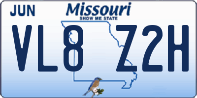 MO license plate VL8Z2H