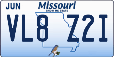 MO license plate VL8Z2I