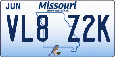 MO license plate VL8Z2K