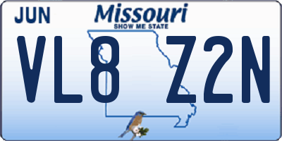 MO license plate VL8Z2N