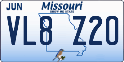 MO license plate VL8Z2O