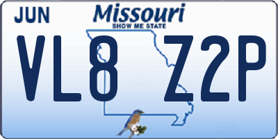 MO license plate VL8Z2P
