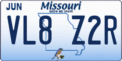MO license plate VL8Z2R