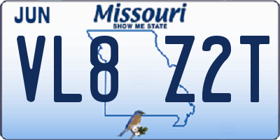 MO license plate VL8Z2T