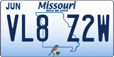 MO license plate VL8Z2W