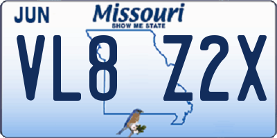 MO license plate VL8Z2X