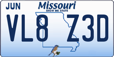 MO license plate VL8Z3D
