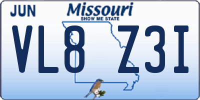 MO license plate VL8Z3I