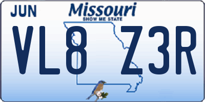 MO license plate VL8Z3R