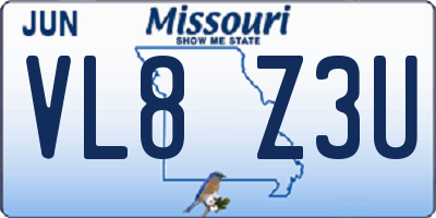 MO license plate VL8Z3U