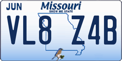 MO license plate VL8Z4B