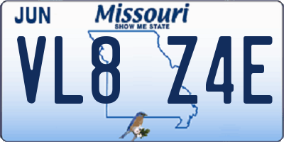 MO license plate VL8Z4E
