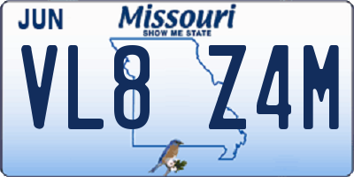 MO license plate VL8Z4M