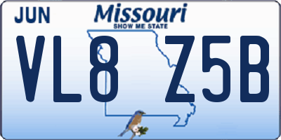 MO license plate VL8Z5B