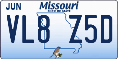 MO license plate VL8Z5D