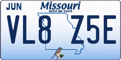 MO license plate VL8Z5E