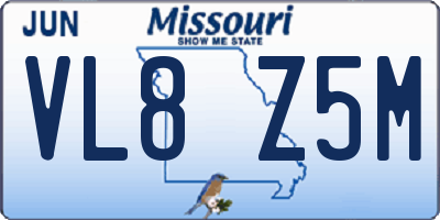 MO license plate VL8Z5M