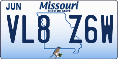 MO license plate VL8Z6W