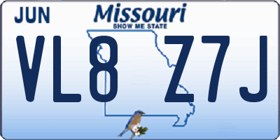 MO license plate VL8Z7J